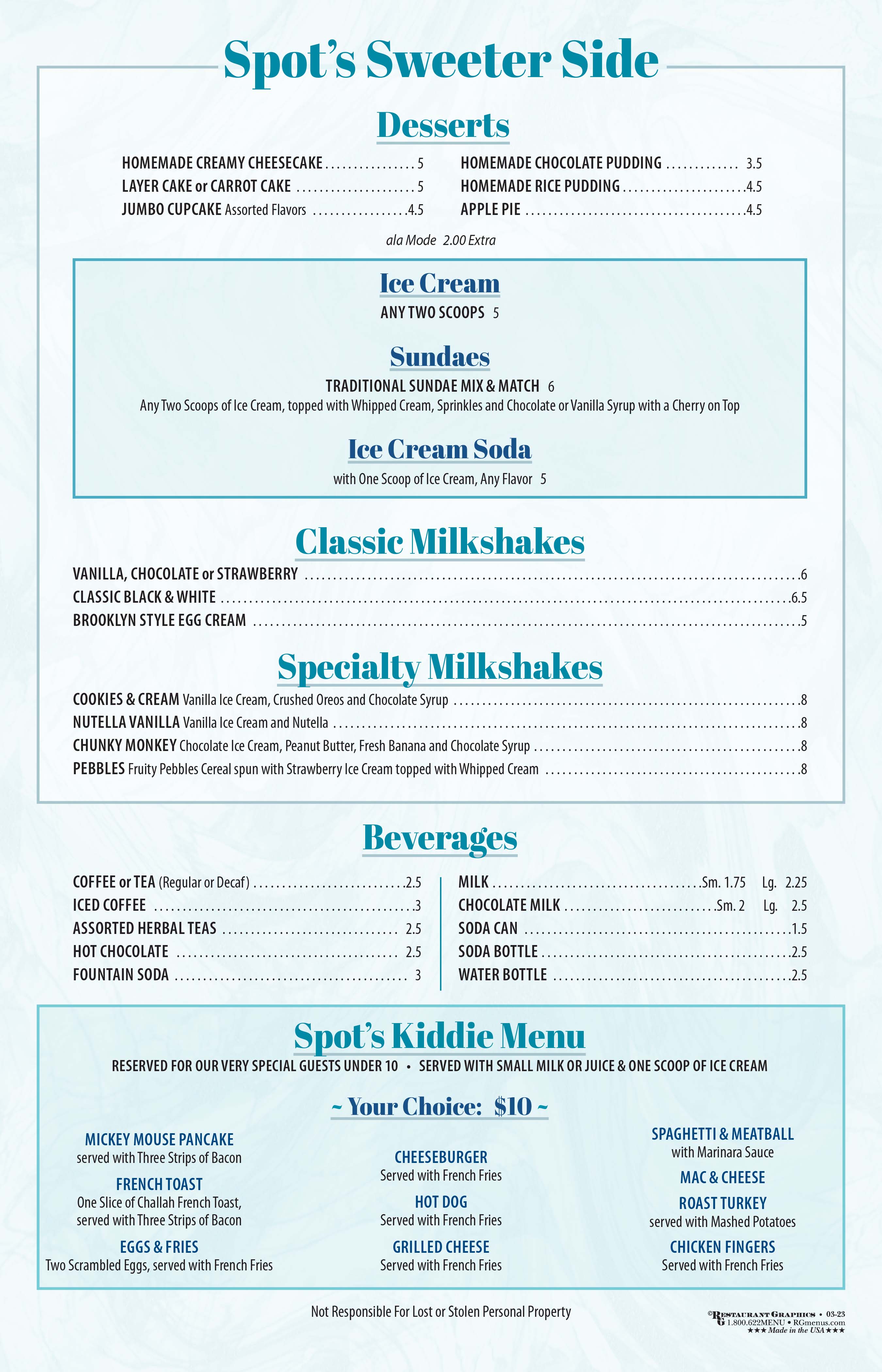 kids - Desserts - Beverages and More
