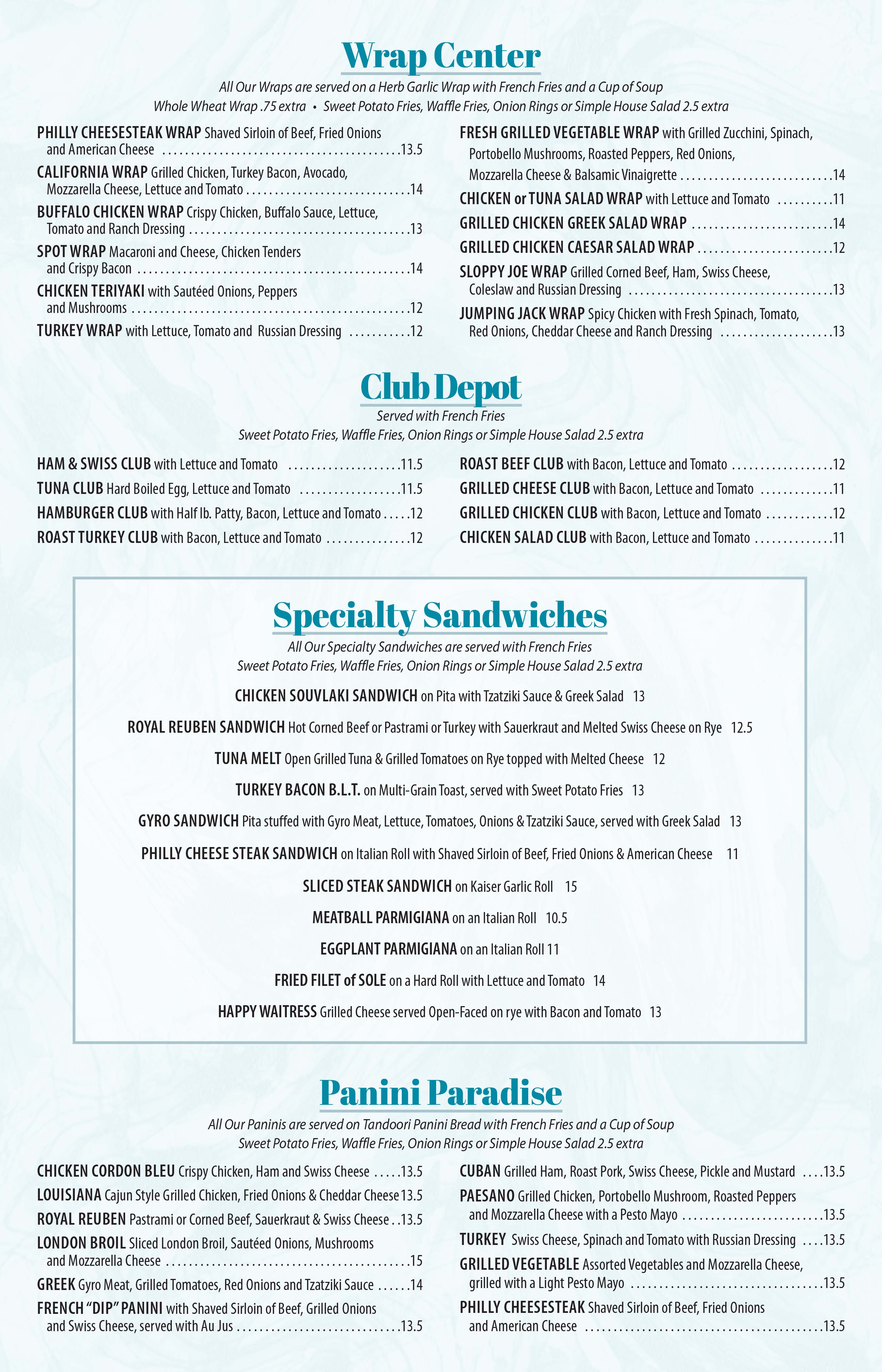 Wraps - Paninis - Sandwiches